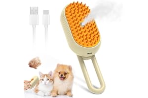 AMIR Cat Steam Brush,New 3 in1 Steamy Pet Hair Mist Brush Cleanser, Rechargeable Dog Grooming Brush,Pet Detangle Massager Com