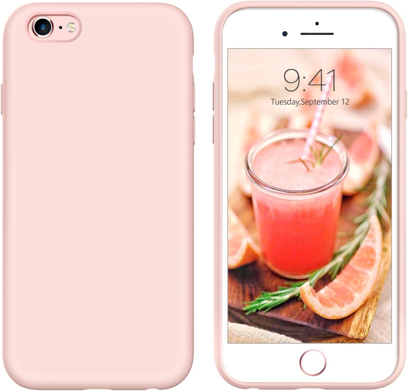 YINLAICase for iPhone 6S Plus/iPhone 6 Plus Case Slim Liquid Silicone Soft Gel Rubber Cover Drop Protection Shockproof Protective Cute Girls Women Phone Cases 5.5 Inch, Light Pink