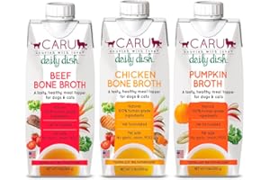 Caru Daily Dish Beef-Chicken-Pumpkin Broth 17.6oz Variety Pack (3 Pack)
