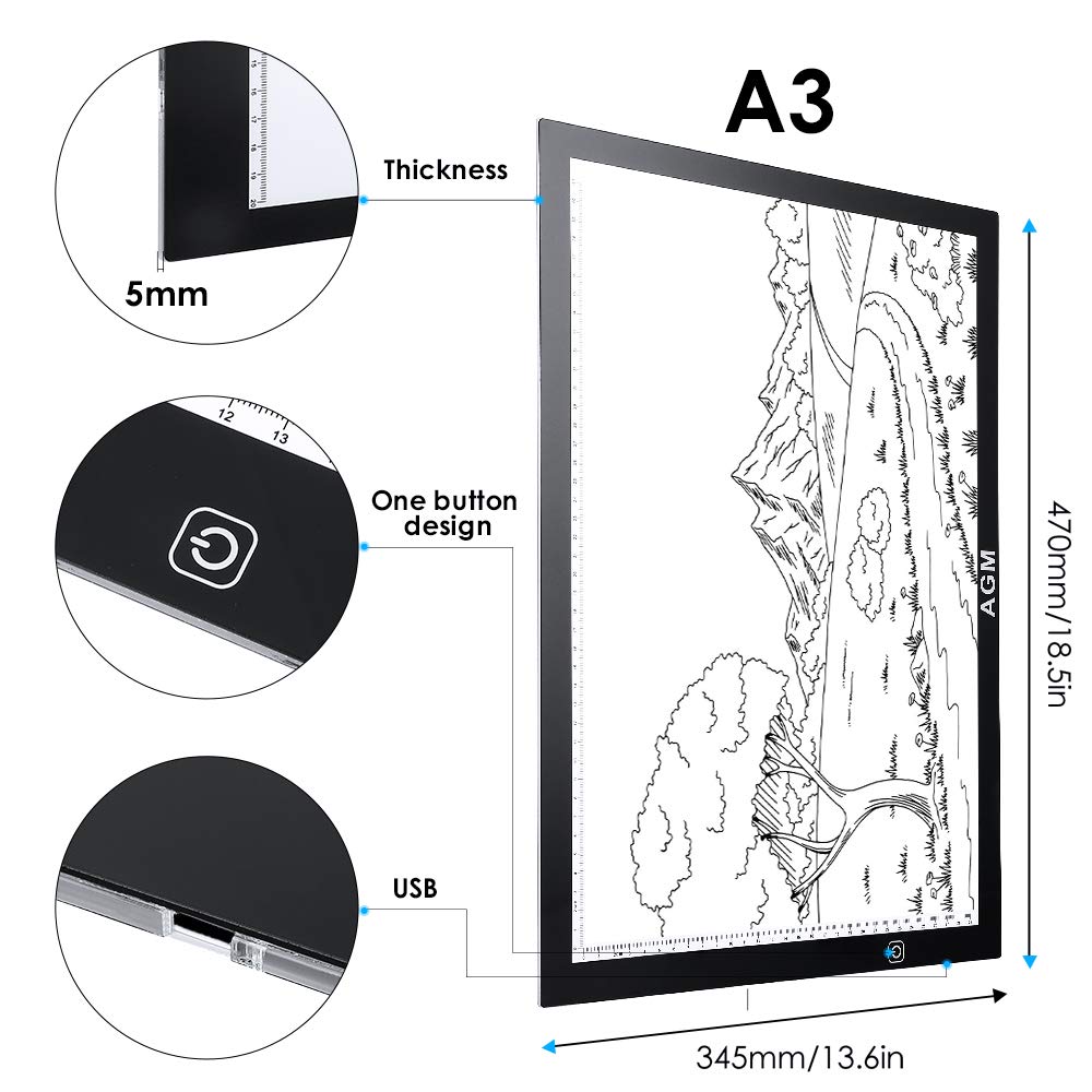 Tavoletta Luminosa A3 LED Per Diamond Painting - Con Accessori, Regolazione Luminosità, USB, Ideale Per Disegno E Arte - Foto 10