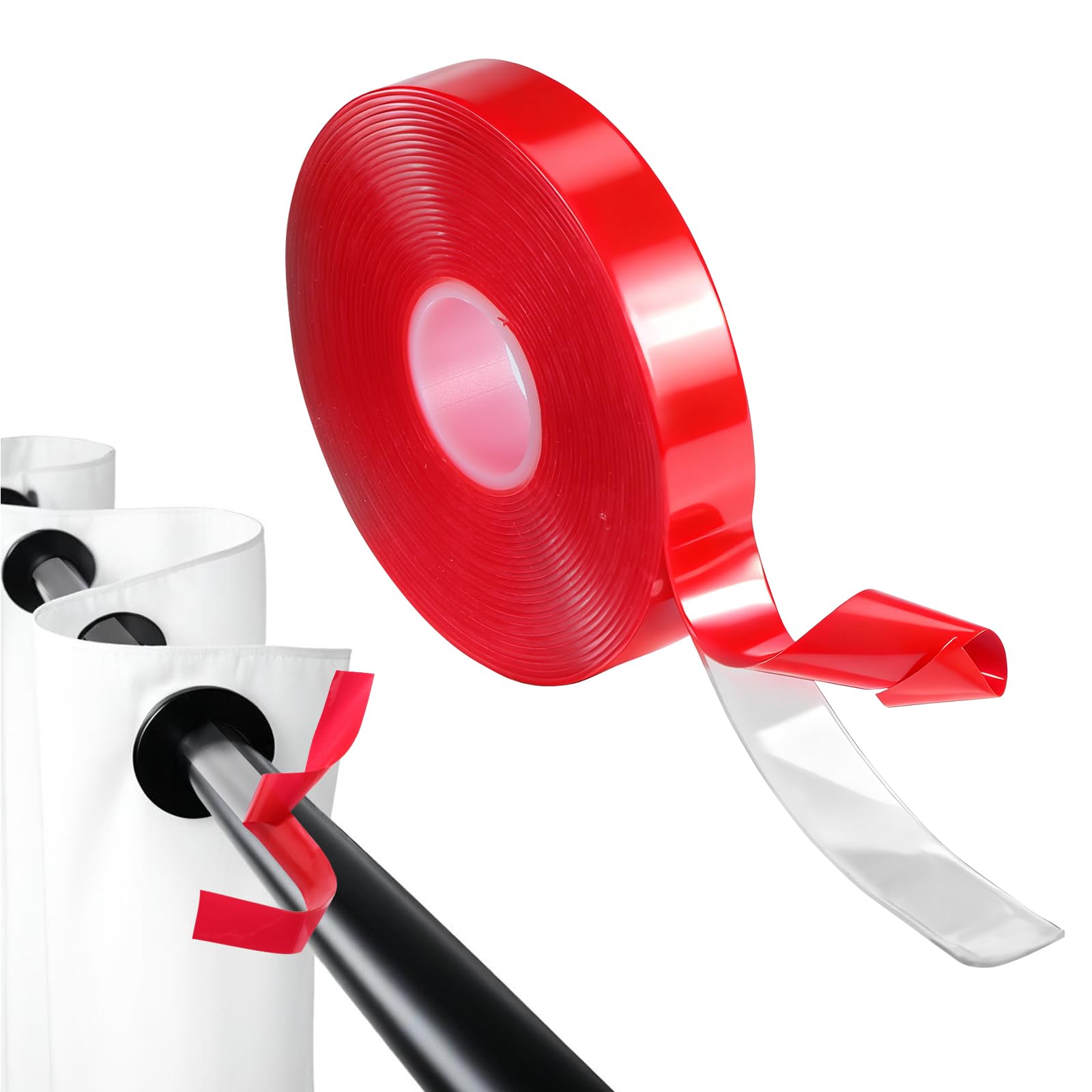 Photo 1 of 16.4ft Curtain Rod Tape, Clear Curtain Ring Slide Curtains Tape Smooth and Silent Curtains Rod Sliding Accessories Spacers for Drapery Ring Slide Tapes