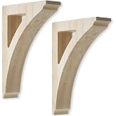 Briwooody 2 Pcs Wood Corbels, 1-3/4" x 8-1/2" x 12" Wooden Shelf Brackets | Unfinished Paintable Crobels with Hanging Hook, Decorative Shelf Brackets for Doorway Countertops Home Book Shelves Cabinet