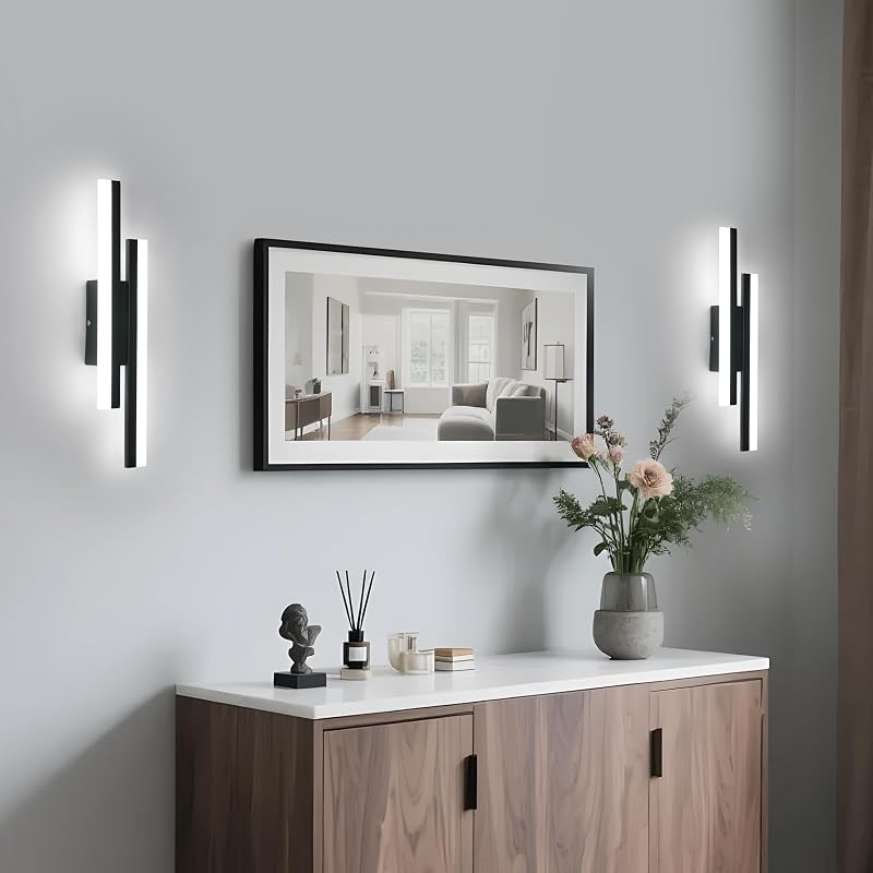Aplique Pared Interior Negro 16W, 6500K Luz Blanca, 40cm