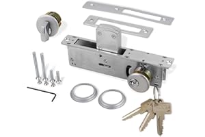 CASMER Storefront Door Mortise Lock Hook Deadbolt, Aluminum storefront Mortise Door Lock, Double Cylinder Hook Deadbolt Lock Set for Storefront Entry Doors (1-1/8" Backset)