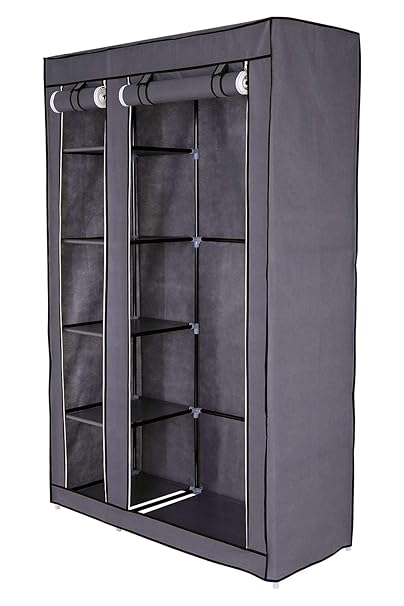 dibea WR00319 Faltbarer Stoff-Kleiderschrank 175 x 110 x 45 cm, grau