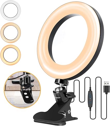 Amazon Ledリングライト Elegiant 6 3インチ 自撮りライト クリップ式 パソコン 照明 卓上 ビデオカメラ撮影 女優ライト Usb卓上スタンド 自撮り補光 美容化粧 ビデオカメラ撮影 生放送 Youtube Facebook Twitter Tik Tok Zoom 会議 Elegiant 定常光ライト