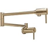 Delta Brushed Gold Modern Pot Filler Kitchen Faucet, Wall Mount Kitchen Faucet, Champagne Bronze 1165LF-CZ