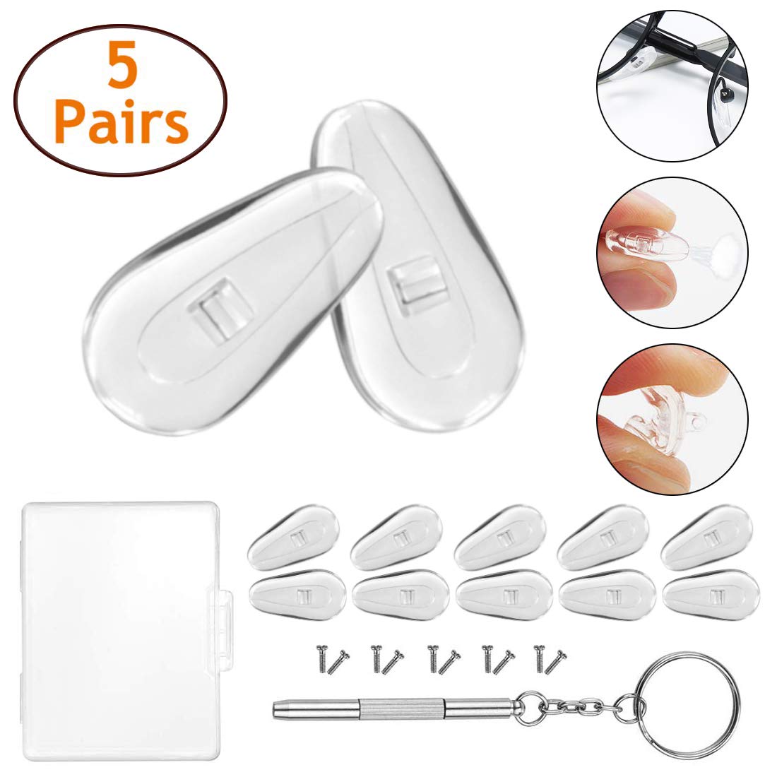 PTSLKHN 5 Pairs of Eyeglass Nose Pads, Upgraded 15x8mm Soft Silicone