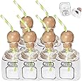 anilifier 13oz Acrylic Patron Reusable Cups with Straw Hole,Small Plastic Patron Bottles Empty for Drinks,Drinking Mini Patron Tequila Usable Bottles,Botellas De Patron Tequila Vacias De Plastico