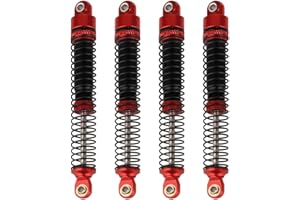 ZXYRC 4PCS 76mm Aluminum Long Threaded Shocks Absorbers Oil Damper for 1/18 RC Crawler TRX4M TRX-4M Upgrade Parts (red)