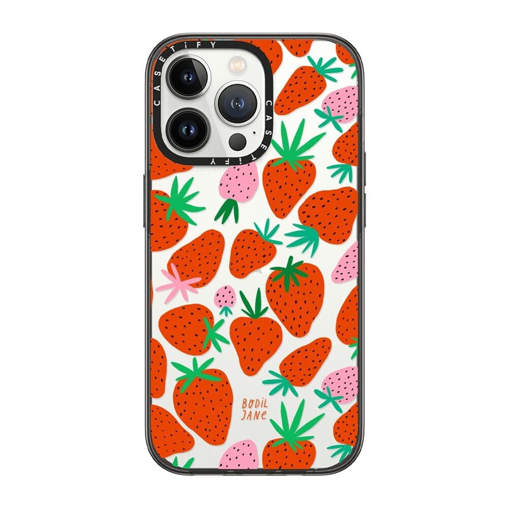 CASETiFY Compact iPhone 13 Pro Case [2X Military Grade Drop Tested / 4ft Drop Protection] - STRAWBERRIES - Clear Black — image 1