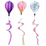 3 Pack Rainbow Hot Air Balloon Wind Spinner Garden