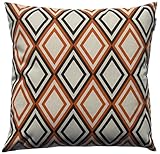 JinStyles Cotton Canvas Diamond Accent Decorative Throw Pillow Cover (Brown, Orange & Beige, Square, 1 Cover for 18 x 18 Inserts)