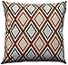 JinStyles Cotton Canvas Diamond Accent Decorative Throw Pillow Cover (Brown, Orange & Beige, Square, 1 Cover for 18 x 18 Inserts)