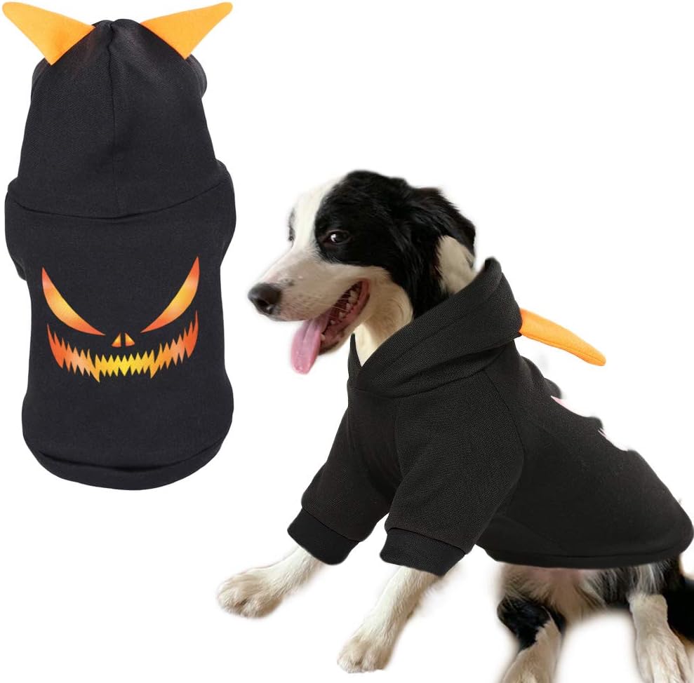 Halloween Pumpkin Pet Hoodies Costumes for Dog Cat Dog Outfit Clothes for Holiday Festival Party Cosplay, Black