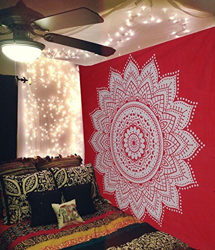Mandala Tapestry Boho Wall Hanging Tapestry Ombre Mandala Bedspread Red Bohemian Tapestry