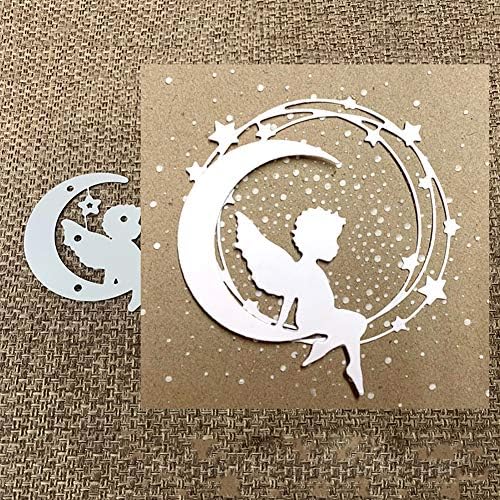Cutting Dies Muzhili3, Angle on Moon Metal DIY Scrapbooking Embossing Paper Cards Stencil - Silver