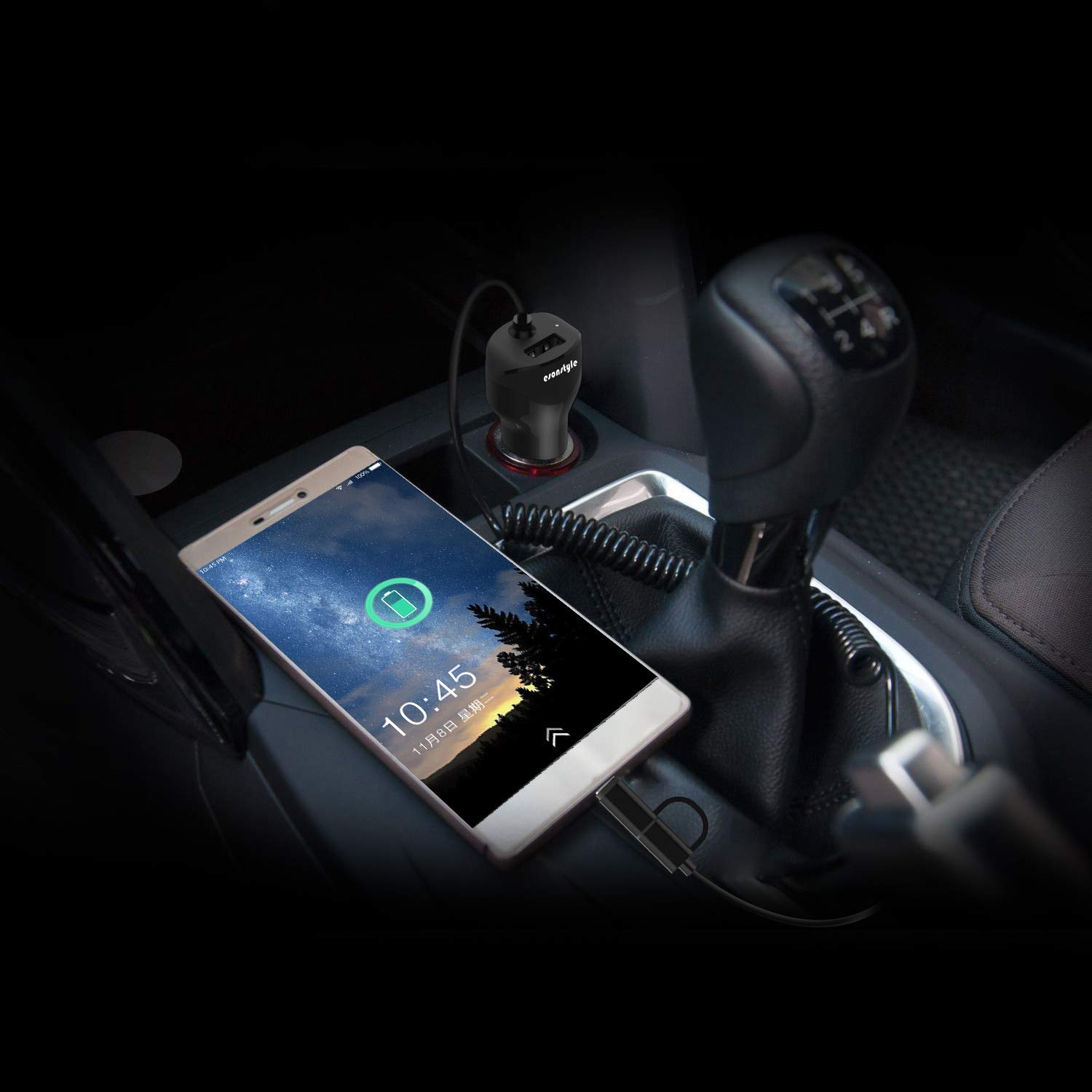 USB Type C and Micro Car Charger,esonstyle Dual USB Car Charger with Quick Charge 3.0 Technology (Black)