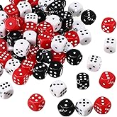 90 Pcs 10 mm Black White Red Dice Beads Small Acrylic Square Beads Jewelry Making Cube Bead Bracelet Necklaces Spacer Bead Plastic Game Dices for Earring Key Chains