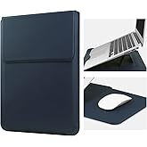 HoYiXi 14 Inch Laptop Sleeve Case Leather Bag with Stand Compatible with Mac Book Pro 14 2021/ASUS Vivobook 14/HP Pavilion X360/IdeaPad 14/Dell HP ASUS Acer Huawei Matebook 14'' PC, Navy