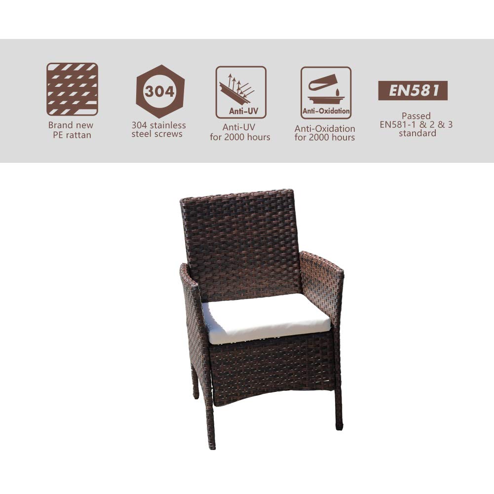 DIMAR GARDEN 1 Pieces Outdoor Patio Furniture Set Porch Conversation Rattan Wicker Chairs with Coffee Table (Mix Brown)
