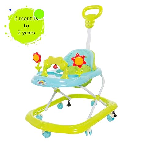 GoodLuck Baybee Round Baby Walker for Kids | Music & Light Function with Parent Control Push Bar and Stopper | Toys & Activities for Babies/Childs (6 Months to 2 Years) (Green)