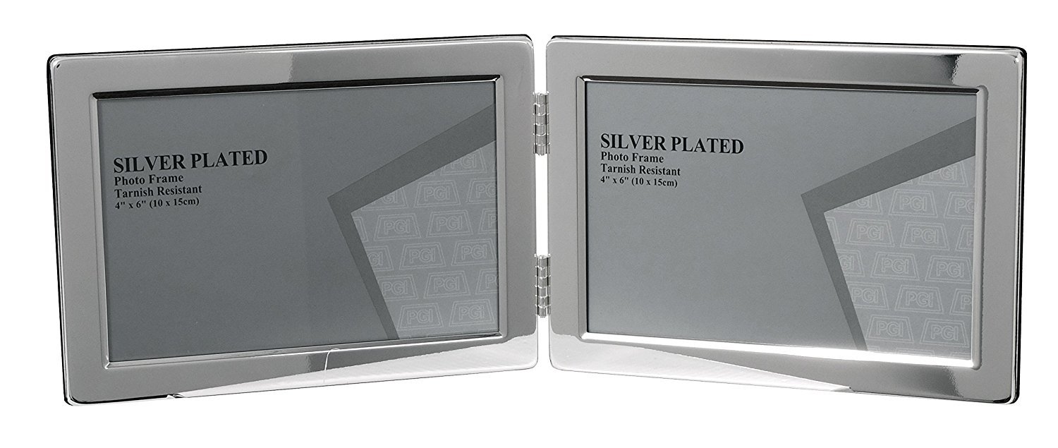 Double Silver Picture Photo Frame 4" x 6" Narrow Edge (Landscape)