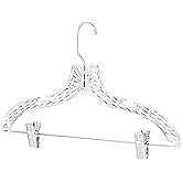 HARDW Clothes Hangers with Clips Plastic Set of 12 Pack Heavy Duty Hangers Dresses, T-Shirts Shirt Suit Hangers for Closet Organization Crystal Clear Hanger Pants Skirt Hanger Women and Men