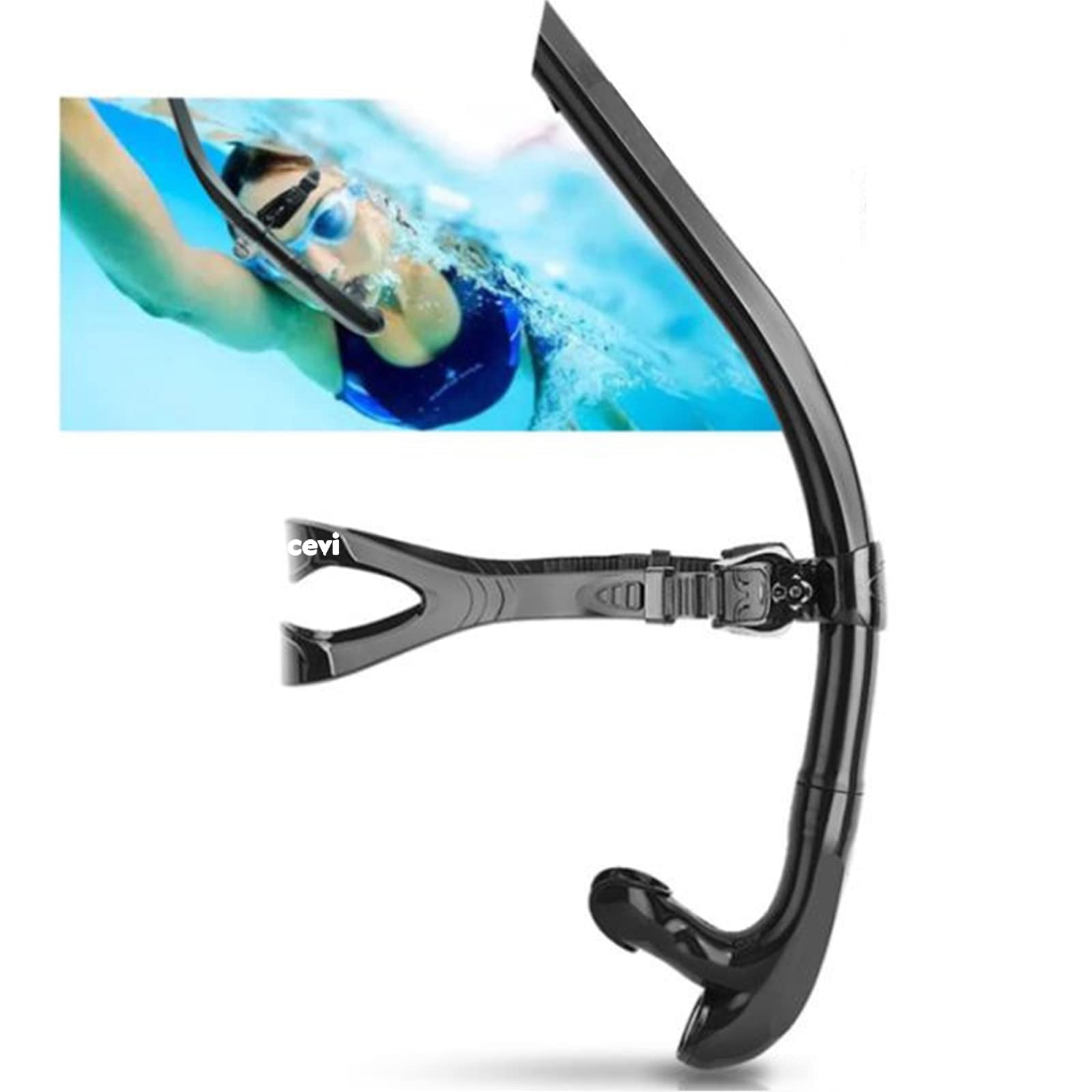 Photo 1 of Focevi Swim Snorkel for Lap Swimming,Adult Swimmers Snorkeling Gear for Swimming Snorkel Training in Pool and Open Water,Snorkle Center Mount Silicone Mouthpiece One-Way Purge Valve