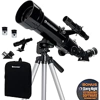 Celestron - 70mm Travel Scope - Portable Refractor Telescope - Fully-Coated Glass Optics - Ideal Telescope for Beginners - BONUS Astronomy Software Package