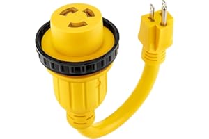Kohree 30 Amp to 15 Amp 110 RV Adapter Plug, 15A Male to 30A Female RV Power Adapter, NEMA 5-15P to L5-30R Twist Lock RV Dogb