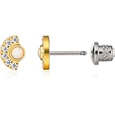 limerencia 20G Hypoallergenic Titanium Screw Back Earrings G23 Implant Grade F136 Studs Post for Sensitive Ears Tragus Helix Cartilage