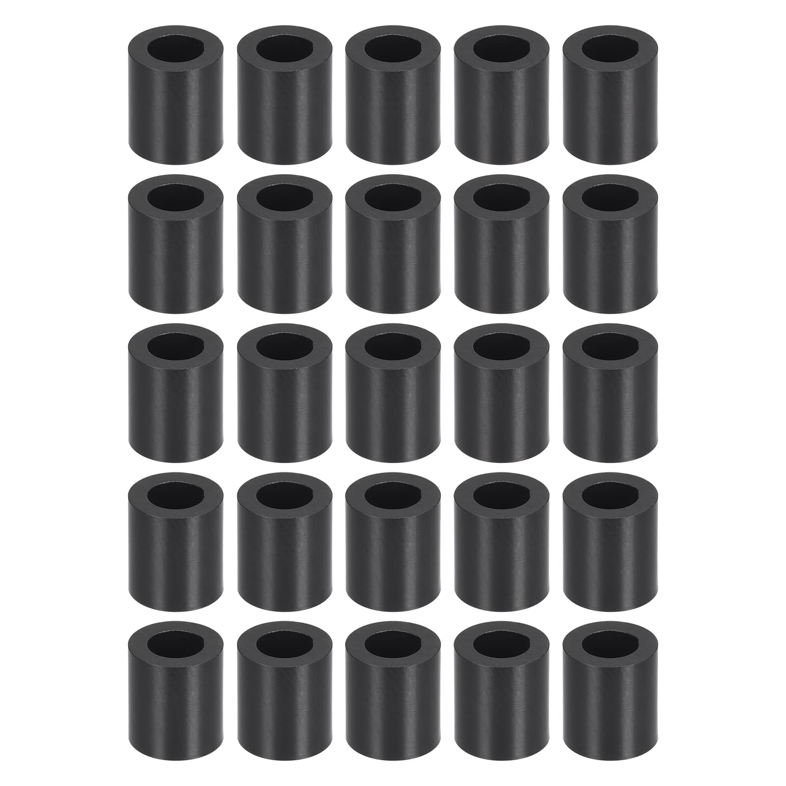 YOKIVE 100 Pcs Black Round Spacer, Unthreaded Washers with High Insulation Effect, Keep Height Consistent, Great for M4 Screws (ABS, 4.2mmx7mmx8mm)