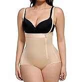 SHAPELLX Tummy Control Shapewear for Women Faja Colombianas Body Shaper Side Zipper High Waisted Panties (X-Large Beige)