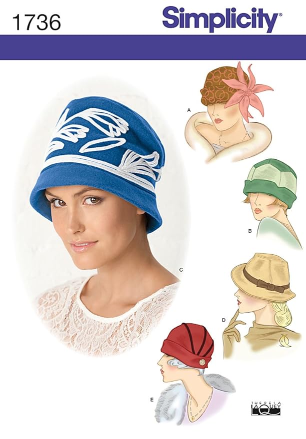 1930s Sewing Patterns- Dresses, Pants, Tops Misses Hats in Three Sizes A (Small-Medium-Large) Simplicity Creative Patterns 1736   AT vintagedancer.com