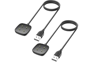 Trami 2 Pack Compatible with Fitbit Sense&Versa 3 Charger, Replacement USB Charging Cable Cord Stand for Versa 3/Versa 4/Sense/Sense 2 Watch,3.3ft+3.3ft