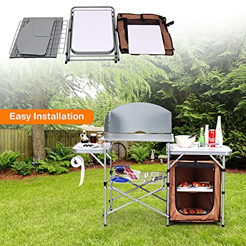 Giantex Folding Grill Table with 26'' Tabletop and Detachable