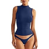 EasyGala Women Sleeveless Mock Turtle Neck Tops Double Lined Fitted Tank Tops Basic T Shirts 2025