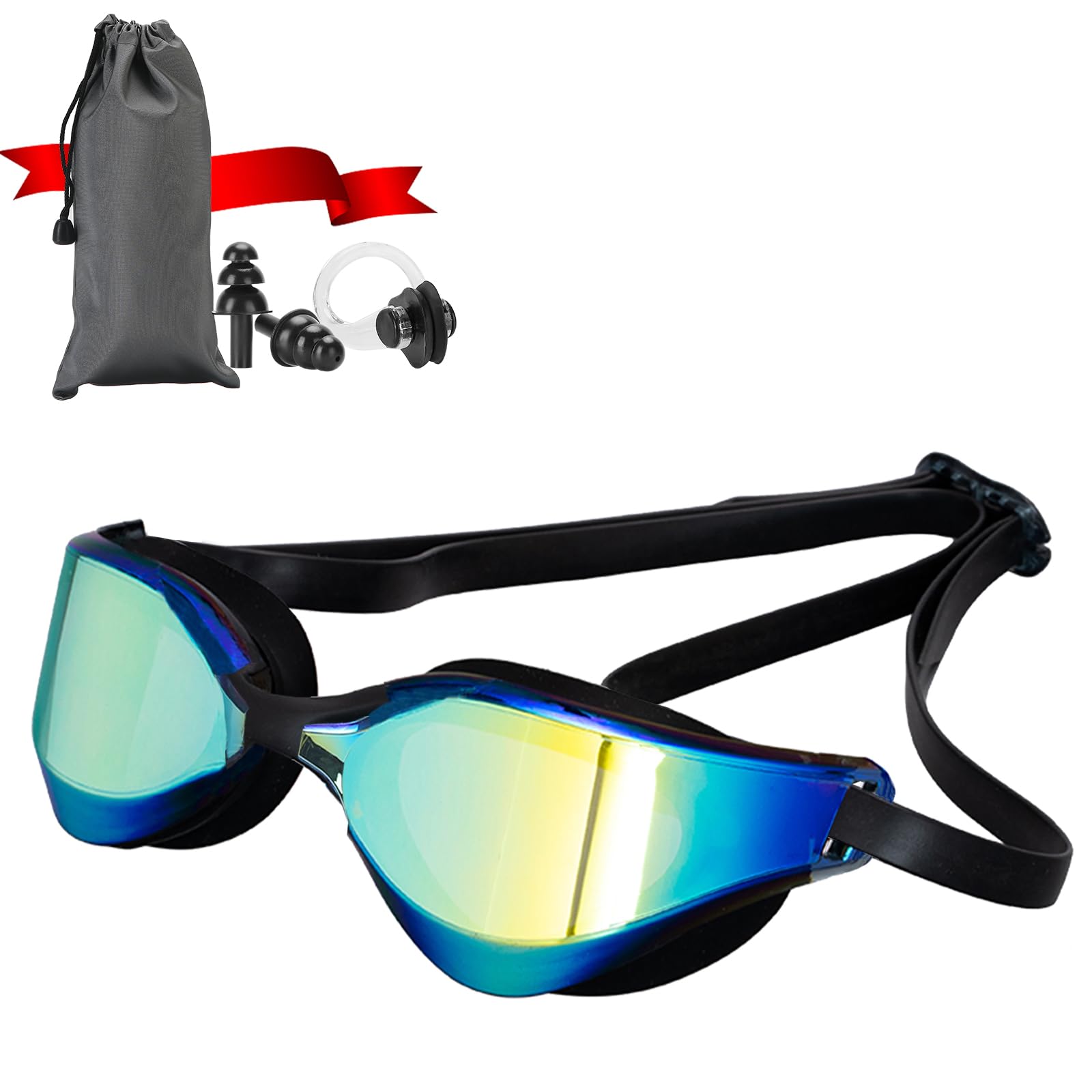 Focevi Big Frame Swimming Goggles for Men/Women, Anti-Fog Anti-UV Mirrored Wide Vision Adult Swim Goggles, Boys/Girls/Junior/Teenagers/youth Swimming Glasses and Gear