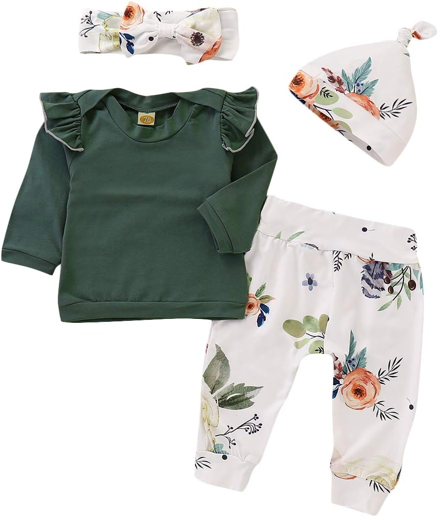 Toddler Girl Outfits Infant Baby Girl Clothes Ruffle Sleeve Shirt Short Pants Set