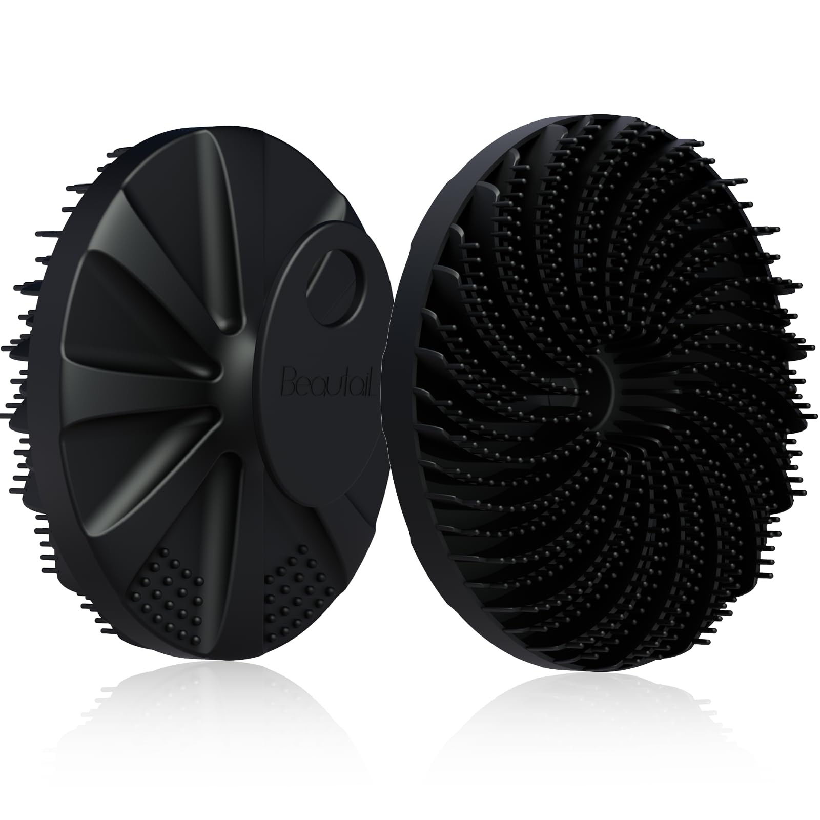 Silicone Body Scrubber, BEAUTAIL Gentle Exfoliating Shower Bath Scrubber for Men Women Sensitive Skin, Innovative Bristles Design Loofah for Lather Well, Ergonomic No-Slip Handle Brush (Black)