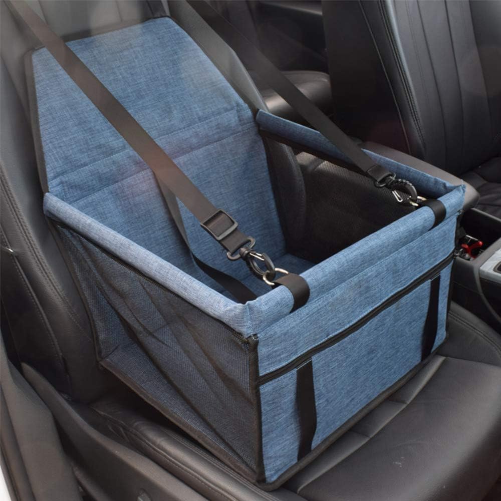 PETEMOO Pet Car Booster Seat for Small Dogs Cats, Breathable Waterproof Dog Cat Booster Seat Cover Protector Pet Travel Carrier Bag with Safety Leash for Small Dogs Cats Puppies Travelling