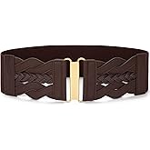 SANSTHS Vintage Stretchy Belt for Women, Womens Wide Elastic Belts for Dresses Coats, Fashion Womens Belts with Gold Buckle