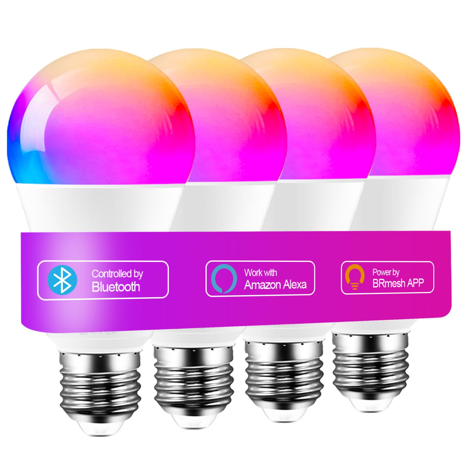 iLC Alexa Light Bulbs, Work with Alexa (Echo Devices Required), 12W E27 Screw LED Smart Light Bulb Colour Changing Light Bulb Color Temperature Tunable 2700K-6000K+RGB (4 Pack)