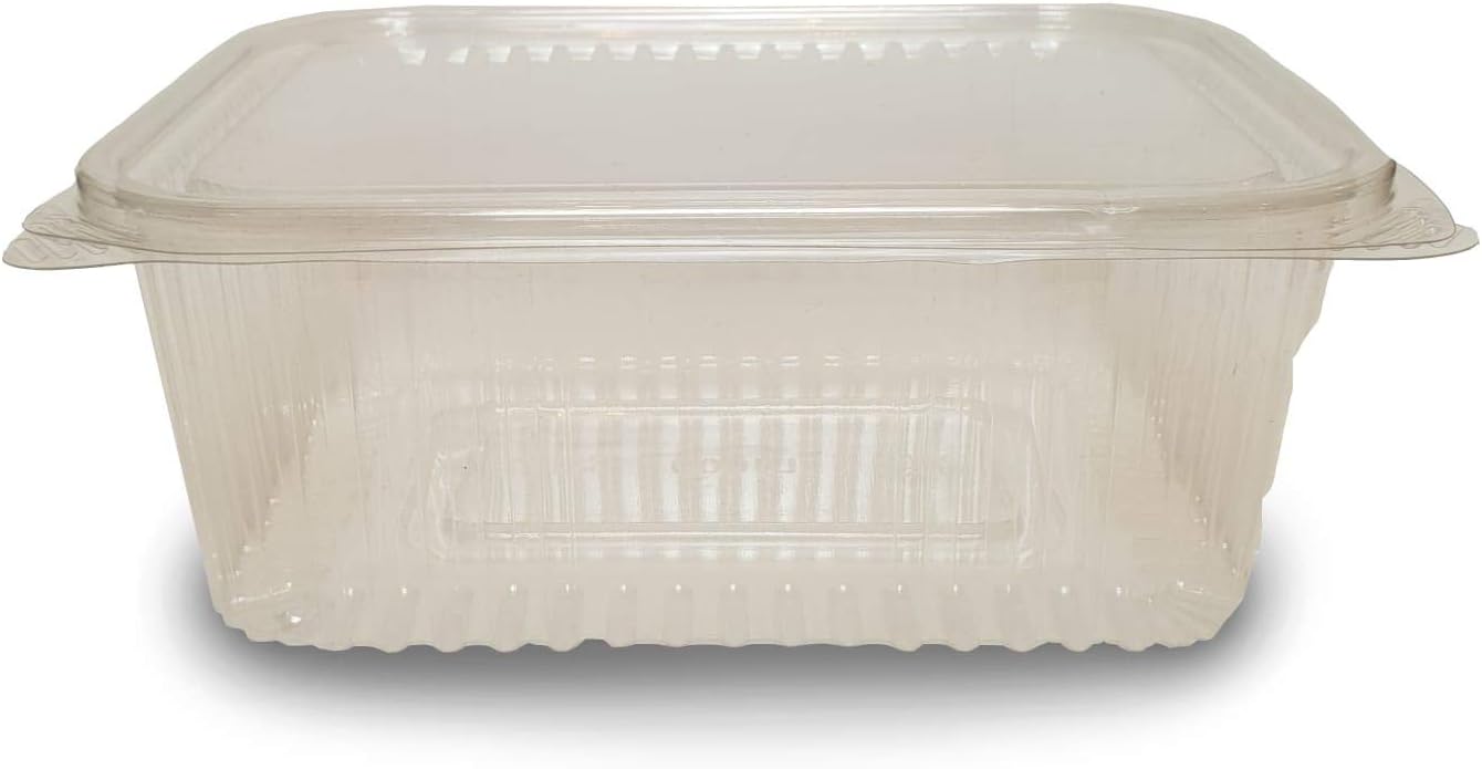 Techno Set of 50 Plastic Rectangle Foods Storage Containers with Lid, Rectangle Box for Cookies, Salad, Sandwiches, Leak Proof - Sizes 375 CC