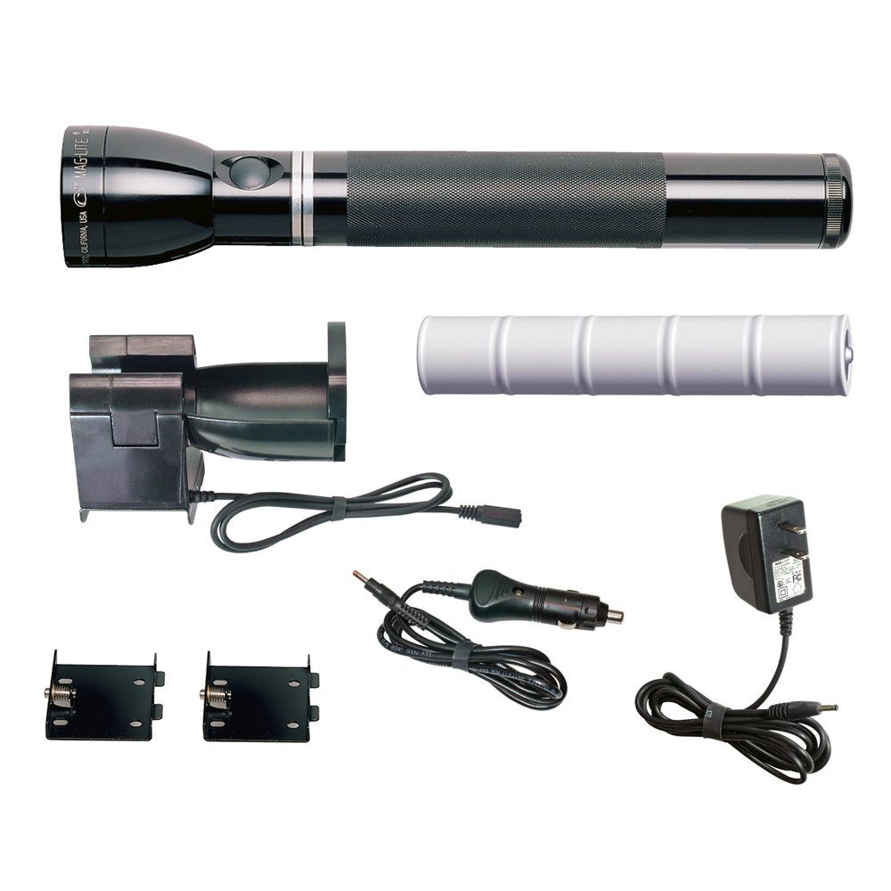 MagLite RE1019 HeavyDuty Rechargeable Halogen Flashlight System, Black