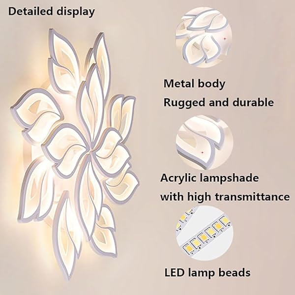 RUTAIDYE MODERN LED CEILING LIGHT FIXTURE FLUSH MOUNT CHANDELIER CEILING LAPM WITH 12-LEAF DIMMABLE REMOTE CONTROL CEILING LIGHTS FOR LIVING ROOM DINING ROOM BEDROOM