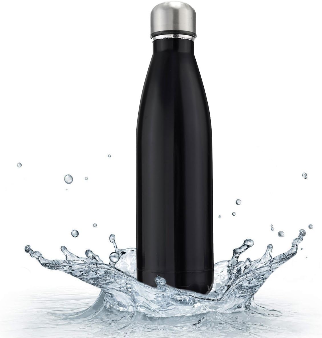 OUTERDO Double Wall Vacuum Insulated Water Bottle 17oz Stainless Steel BPA Free Long Neck and Bullet Shape Water Bottle Keeps Your Drink Hot & Cold Ideal for Outdoor Sports Camping Hiking Cycling