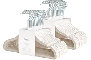 3 Sprouts Velvet Baby Hangers - Non-Slip Hanger for Infant, Toddler, Baby Clothes - Closet Kids Hangers with Slim Design, Nordic Colors, Pack of 50 - Cream