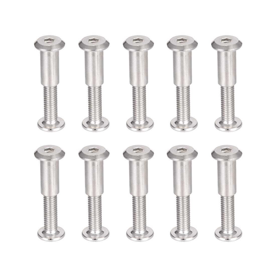 sourcing map Screw Post Fit for 5/16"(8mm) Hole Dia, Male M6x20mm, Female 6x18mm Belt Buckle Binding Bolts Leather Fastener Carbon Steel 10 Sets